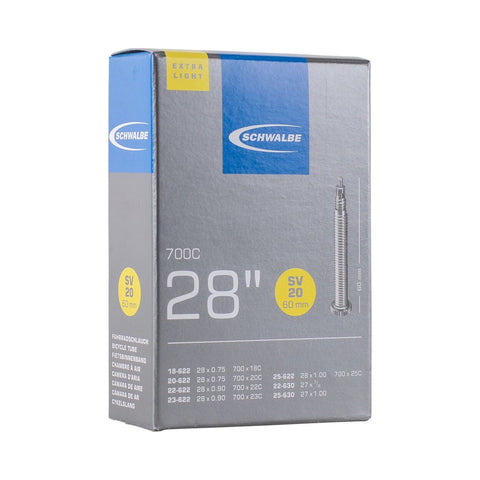 Fahrradschlauch Schwalbe Nr. 20, 28 Zoll, Sclaverandventil 60 mm, Verpackung