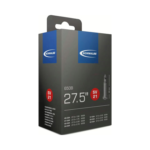 Fahrradschlauch Schwalbe Nr. 21, 27,5 Zoll, Sclaverandventil 40 mm, Verpackung