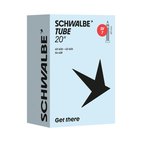 Fahrradschlauch Schwalbe Nr. 7, 20 Zoll, Sclaverandventil 40 mm, Verpackung