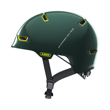 Fahrradhelm ABUS Scraper 3.0 ACE, Urban-Helm mit LED-Rücklicht, ivy green, Seitenansicht