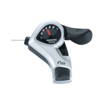 Shimano Daumenschalthebel Tourney TX SL-TX50 in Schwarz-Silber mit Ganganzeige, 7-fach