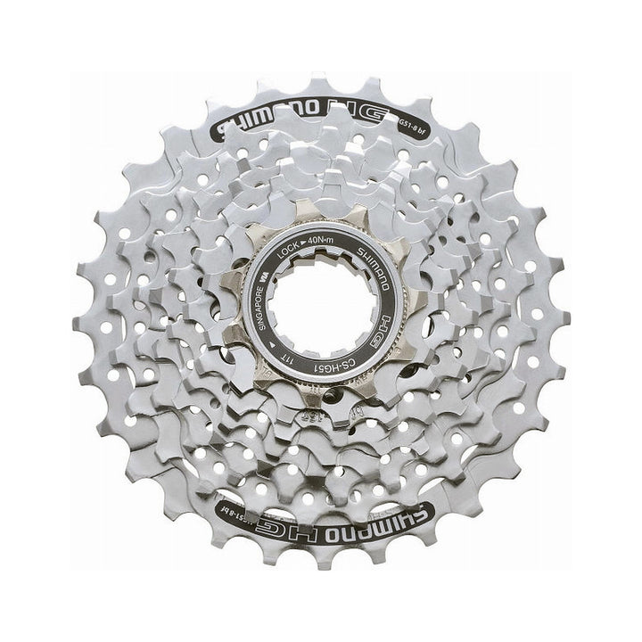 Kassette Shimano CS-HG 51 mit acht Ritzeln von 11 bis 28 Zähnen, silber