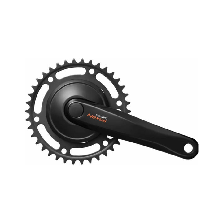 Schwarze Einfach-Kurbelgarnitur Shimano Nexus FC-C6000 mit 38 Zähnen für Nabenschaltung