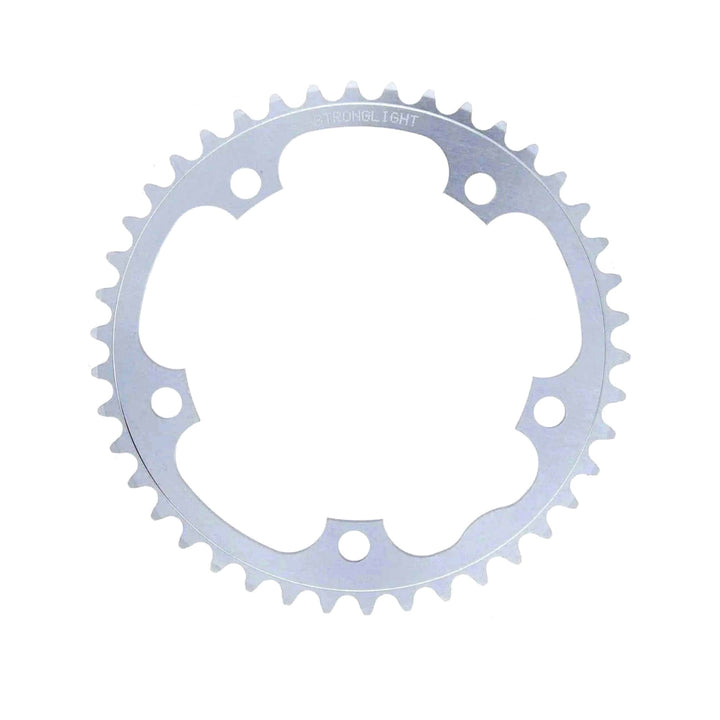 Silbernes Kettenblatt Stronglight mit 42 Zähnen und fünf Armen auf 130 mm Lochkreis