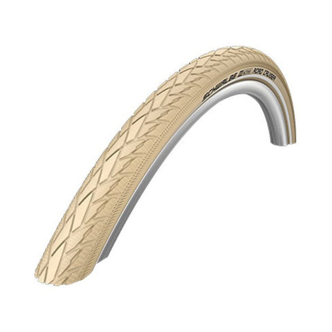 Fahrradreifen Schwalbe Road Cruiser in Creme mit Reflexstreifen, Seitenansicht