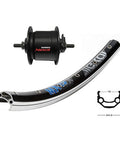 Vorderrad 26 Zoll Alu EXAL MX19, mit Nabendynamo Shimano, Vollachse, schwarz