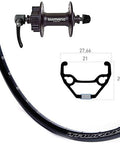 Vorderrad 26 Zoll Alu Ryde Taurus 21, Deore Disc, 6-Loch, schwarze Speichen