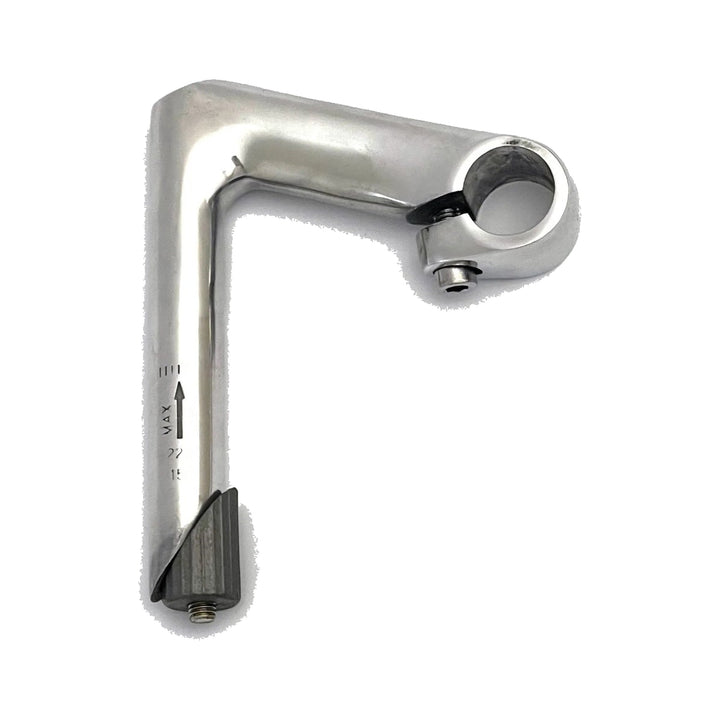 Schaftvorbau WOLFF Classic aus poliertem Aluminium mit 100 mm Ausladung, Klemmkonus und sichtbarer Schaftmarkierung 22,2 mm