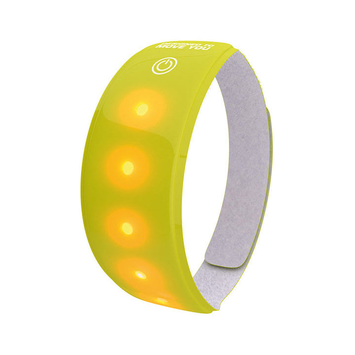 Gelbes LED-Reflexband WOWOW Lightband mit fünf leuchtenden roten Leuchtdioden