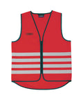 Reflex-Warnweste ABUS Lumino Day Vest in fluoreszierendem Rot, Vorderansicht mit Reflexstreifen