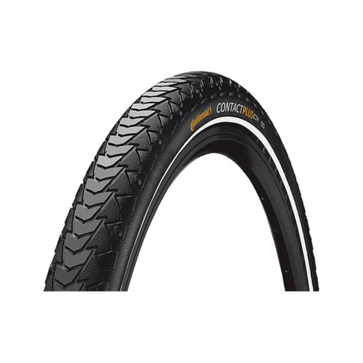 Fahrradreifen Continental Contact Plus, schwarz mit Reflexstreifen